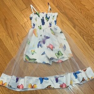 3/$15 4T Butterfly Print Romper with Sheer Overlay